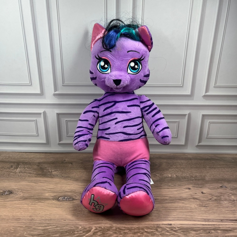 Build-A-Bear Honey Girls Teegan Plush Cat 21" Purple Tiger Stripe 022632 2015
